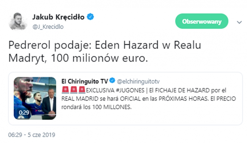 Tyle Real Madryt ma ZAPŁACIĆ za Edena Hazarda!